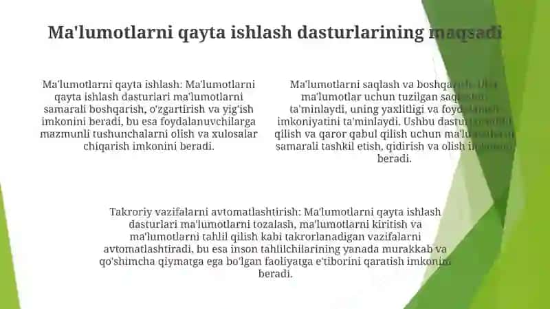 Ma'lumotlarni Qayta Ishlash Dasturlari 3