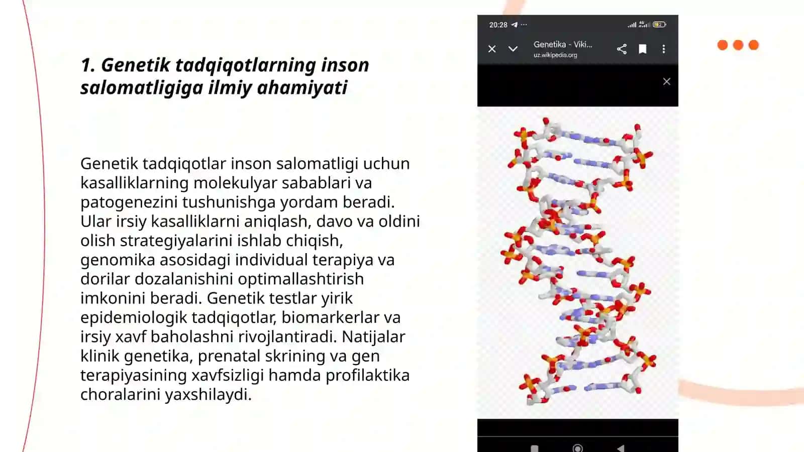 Genetik tadqiqotlarning inson salomatligiga ilmiy ahamiyati 3