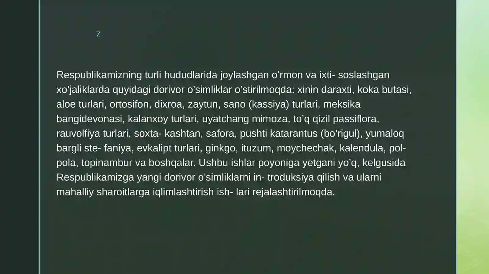Dorivor oʻsimliklarni madaniylashtirish 3