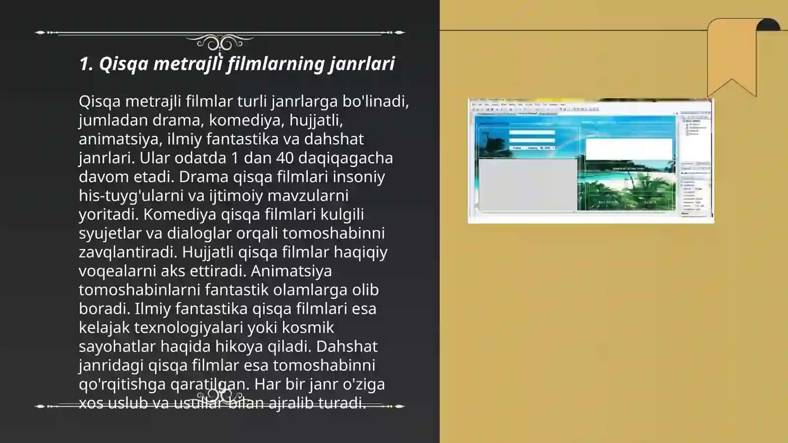 Qisqa metrajli vizual mediamahsluot yaratish 3