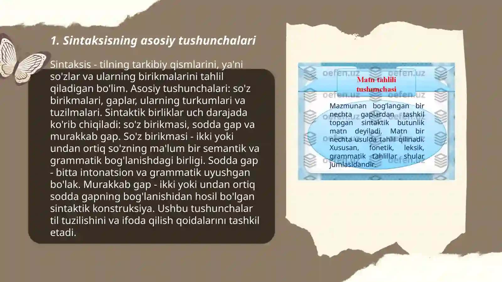 Sintaksis,gap belgilari,gap turlari,so'zlarning leksik grammatik ma'nolari.Grammatik kategoriyalar 3