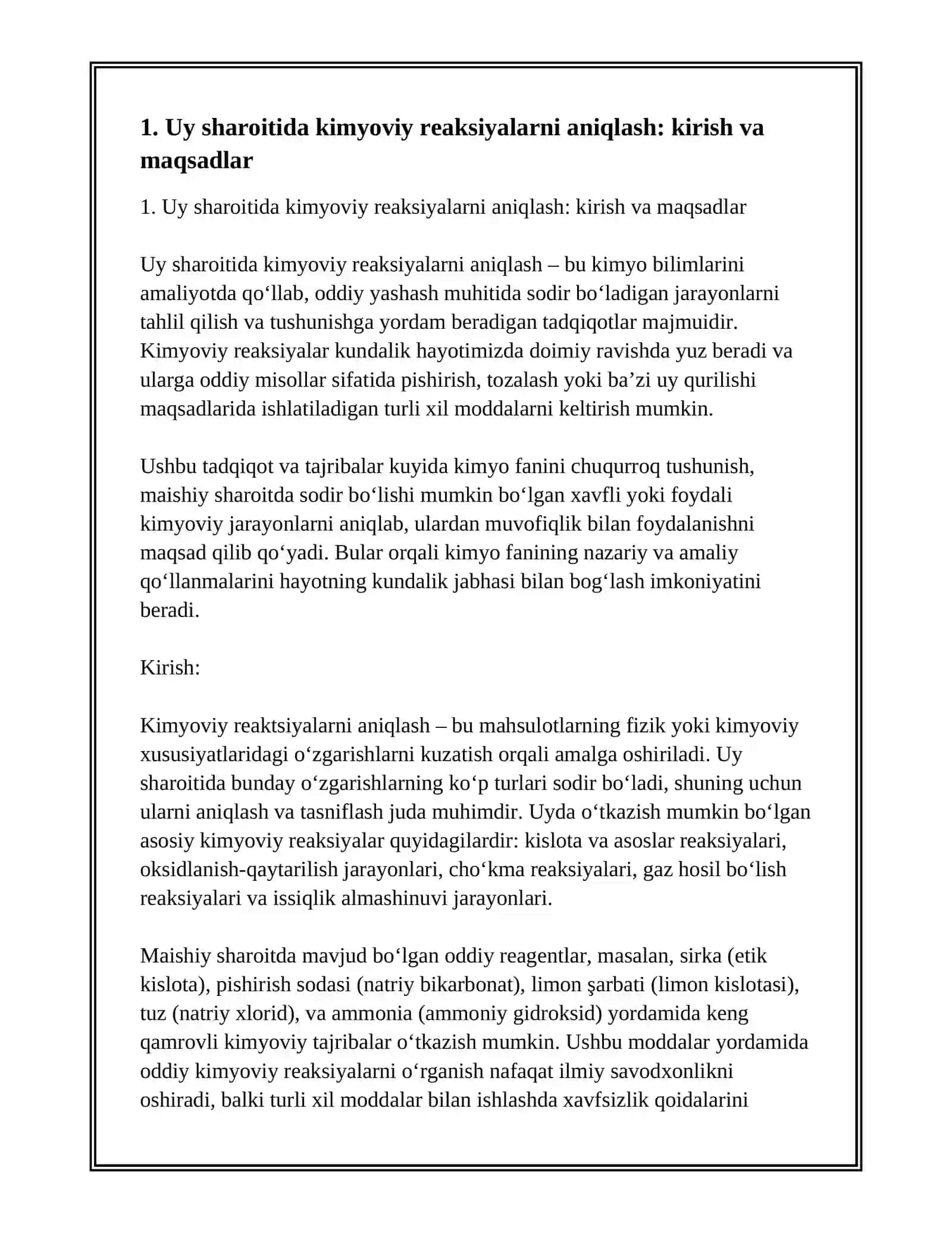 UY SHAROITIDA KIMYOVIY REAKSIYALARNI ANIQLASH 3