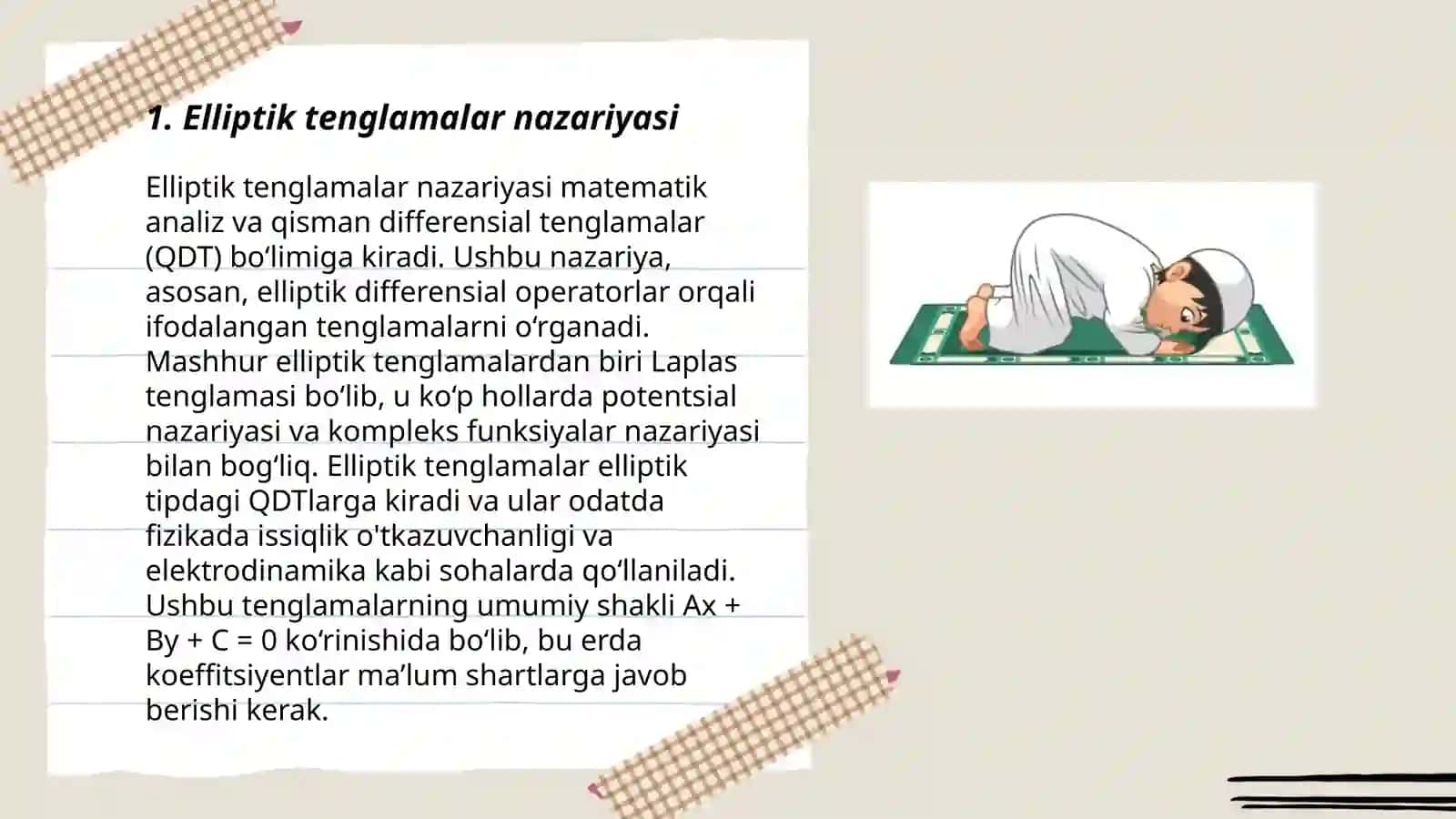 Elliptik tipdagi tenglamalar sistemasi uchun boshlangʻich chegaraviy masalalarni regulyarlashtirish 3