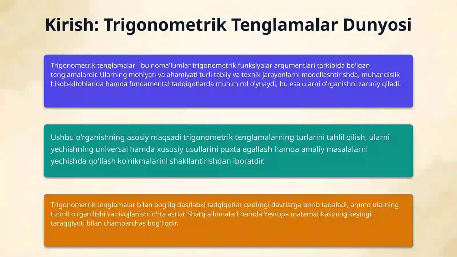 Trigonometrik tenglamalar va ularni yechishning asosiy usullari 3