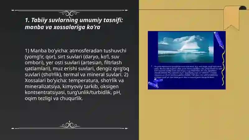 Tabiiy suvlarning tasnifi va aralashmalarning tavsifi 3