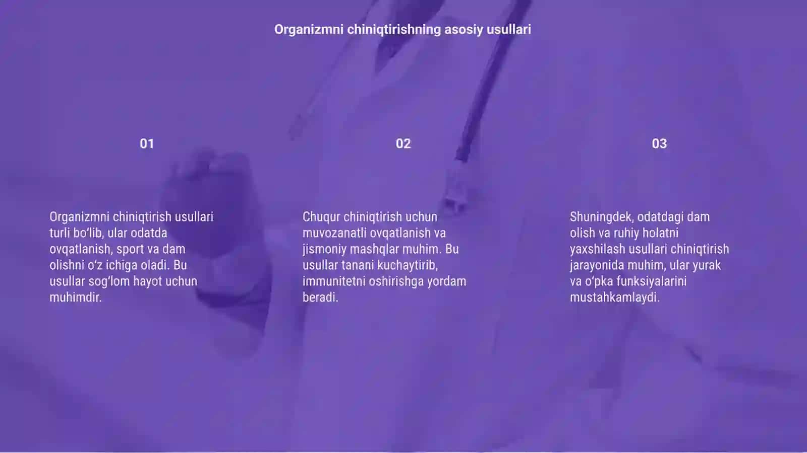 Organizmni chiniqtirish usullari 3