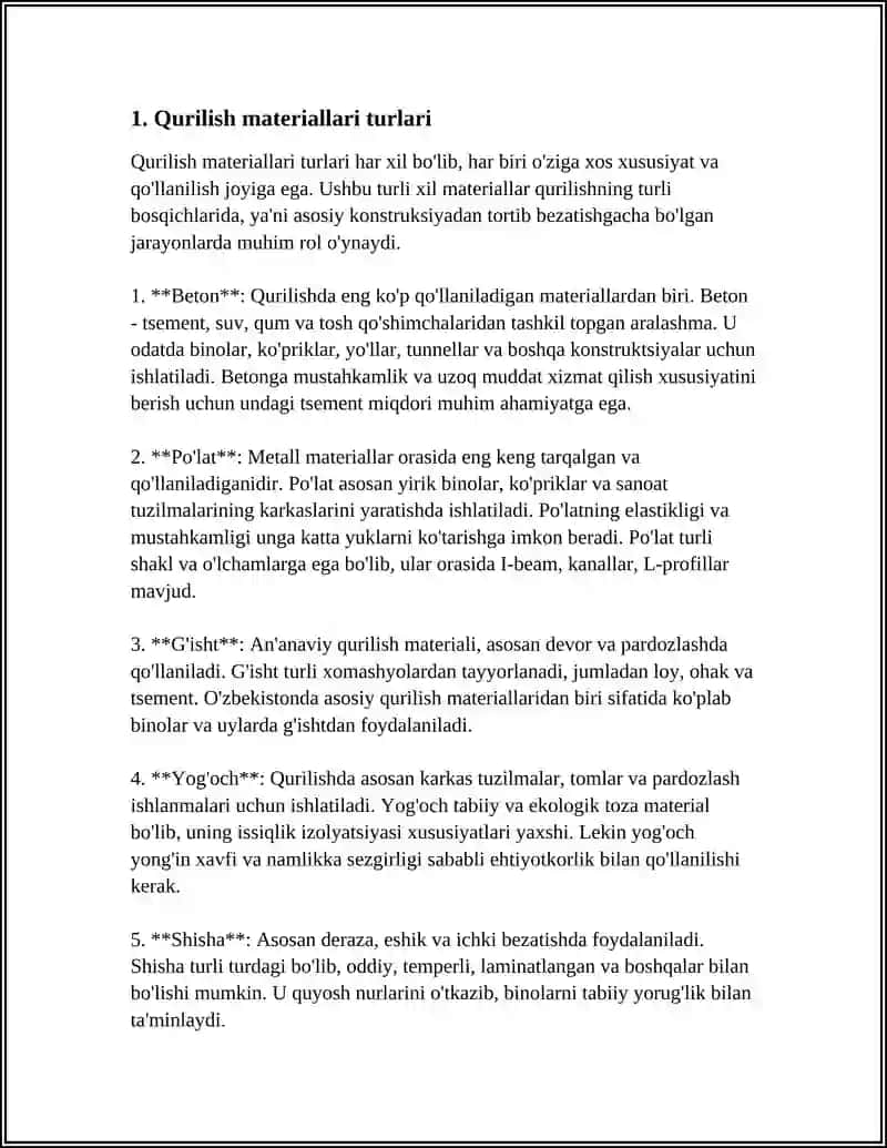 QURILISH SOHALARI TO'G'RISIDA UMUMIY MA'LUMOT 3