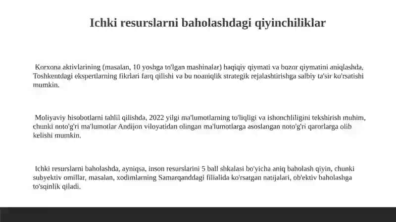 Korxona strategik rejalashtirish muammolari 3