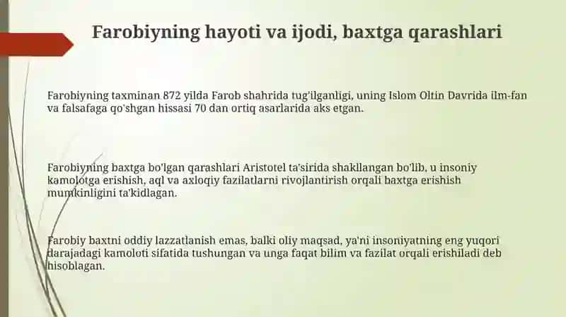 Abu Nasr Farobiy-iqtisodiy-ijtimoiy tartib baxt kansepsiyasi 3