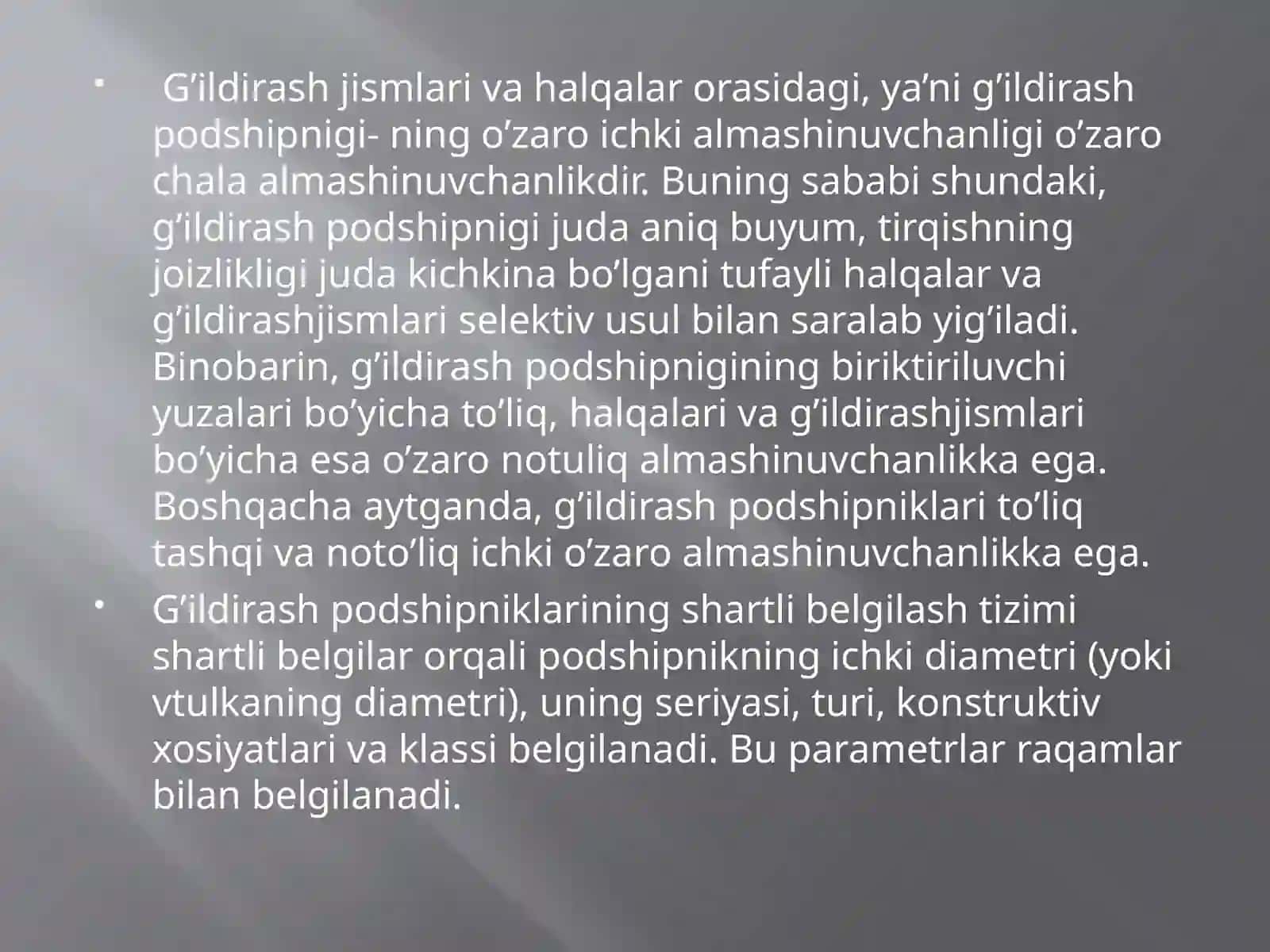 Radial tebranish podshipniklarining joizligi va o’tkazishlari 3