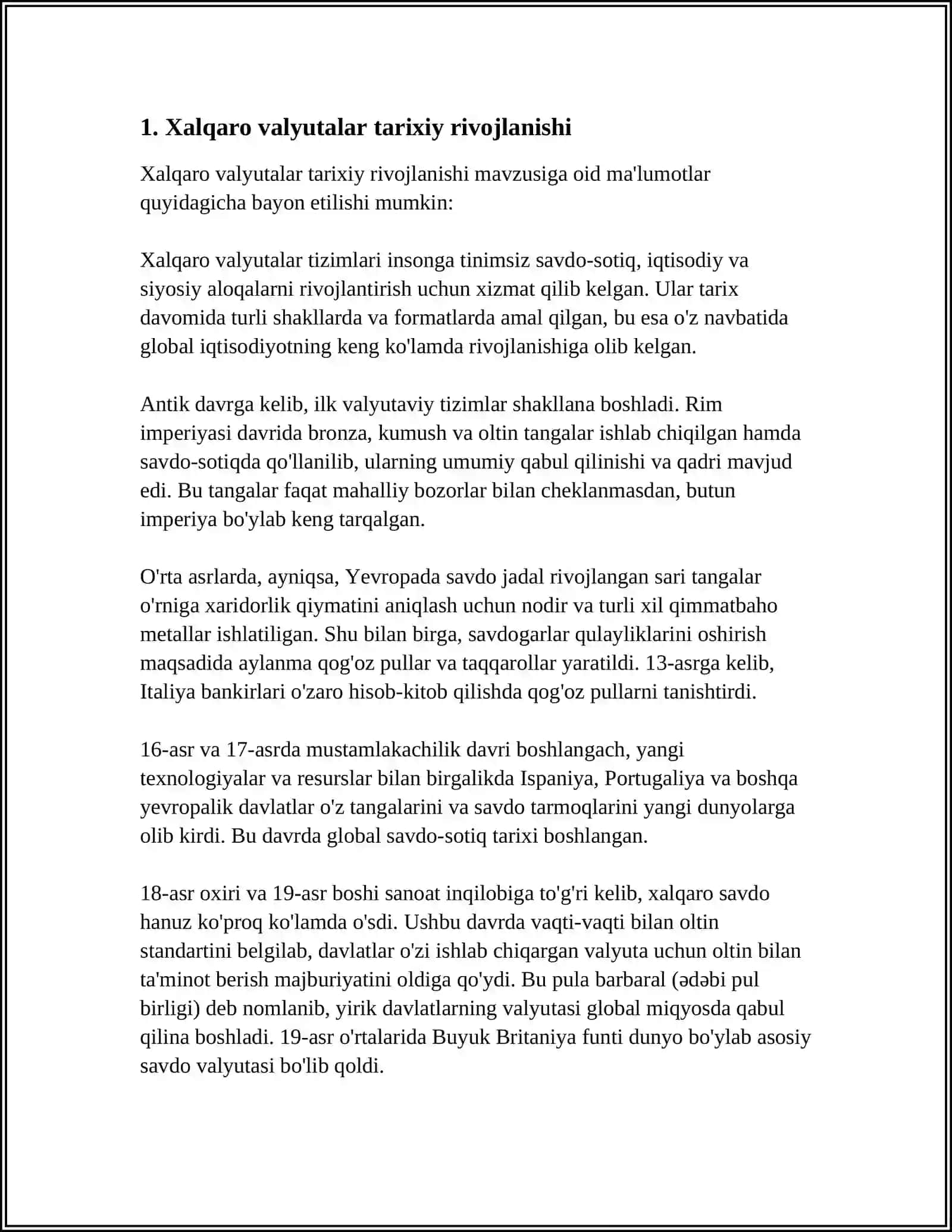 XALQARO VALYUTA TIZMLARI VA ULARNING O'ZGARISHI 3