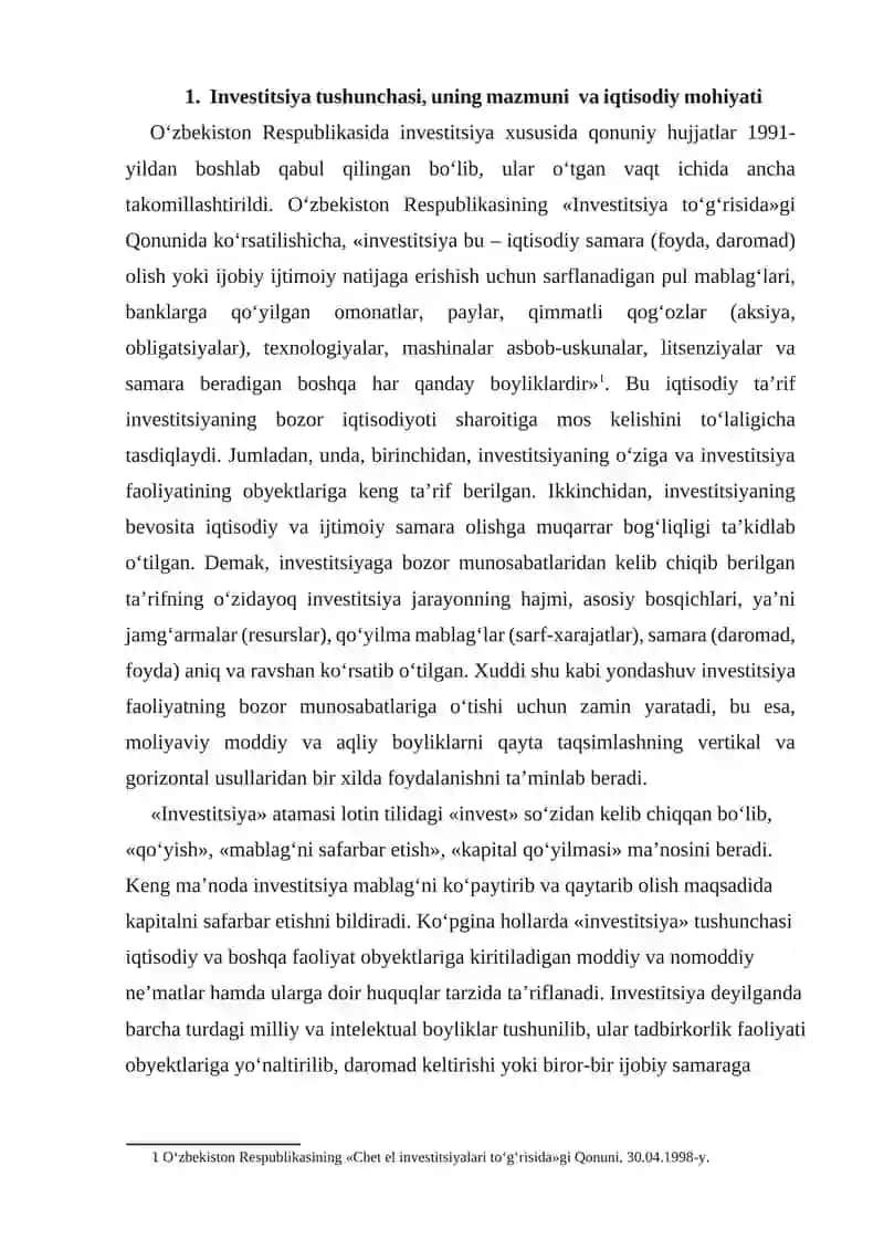 INVESTITSIYA UNING MOHIYATI IQTISODIY MAZMUNI VA TURLARI 3