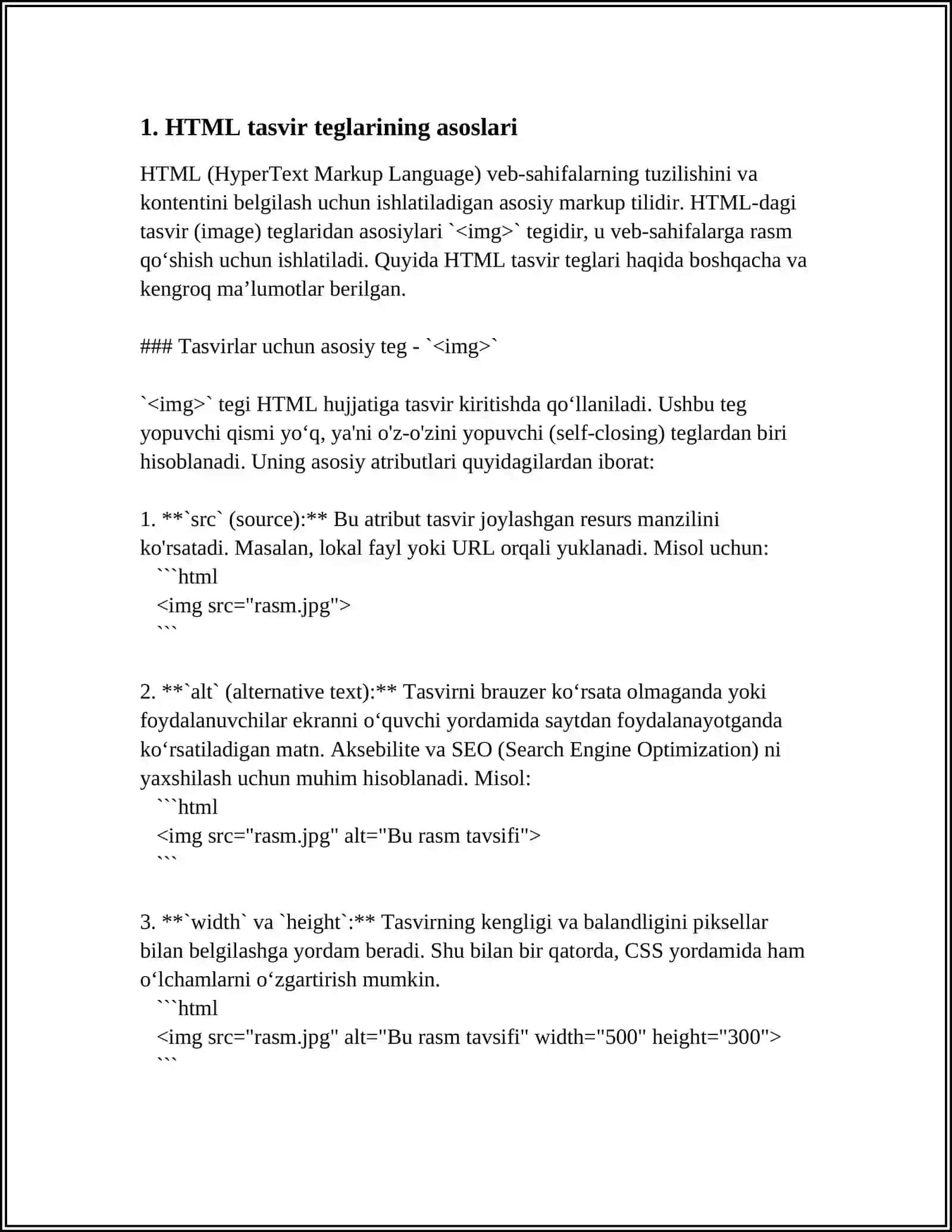 HTML TILIDA RASMLAR HOSIL QILISH TEGLARI 3