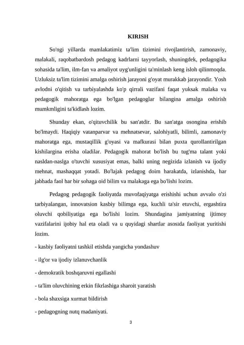 Pedagogning umumkasbiy va pedagogik mahoratini oshirish rivojlantirish yoʻllarini belgilash 3