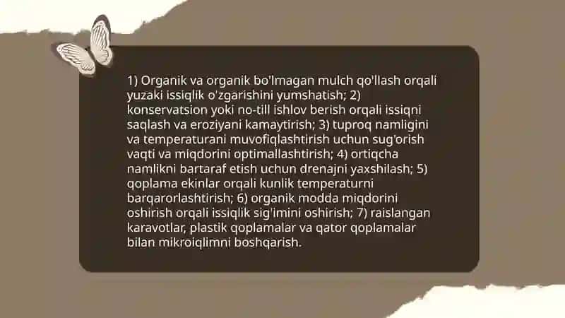 Tuproq unumdorligini boshqarishda issiqlik va oziq rejimlarini boshqarish 3