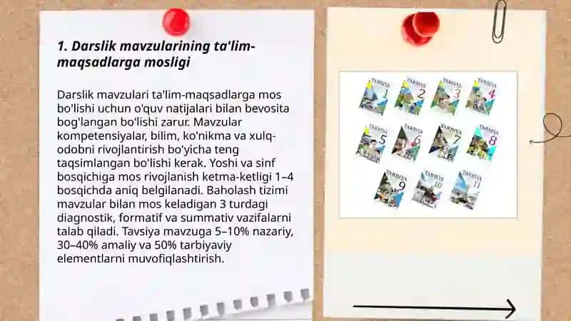 Tarbiya fani darsliklari mazmunini tahlil etish 3