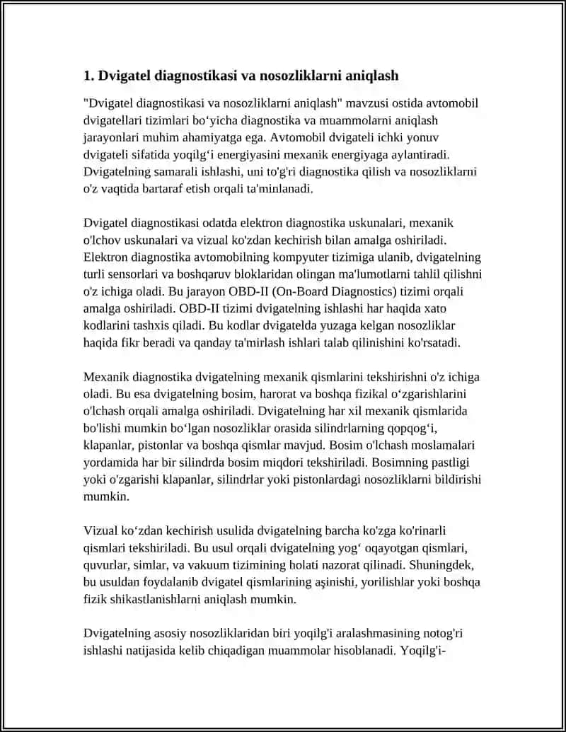 DVIGATEL, TRANSMISSIYA, GIDRAVLIK TIZUM ВА ШАССИГА TEXNIK XIZMAT ВА TA'MIRLASH 3
