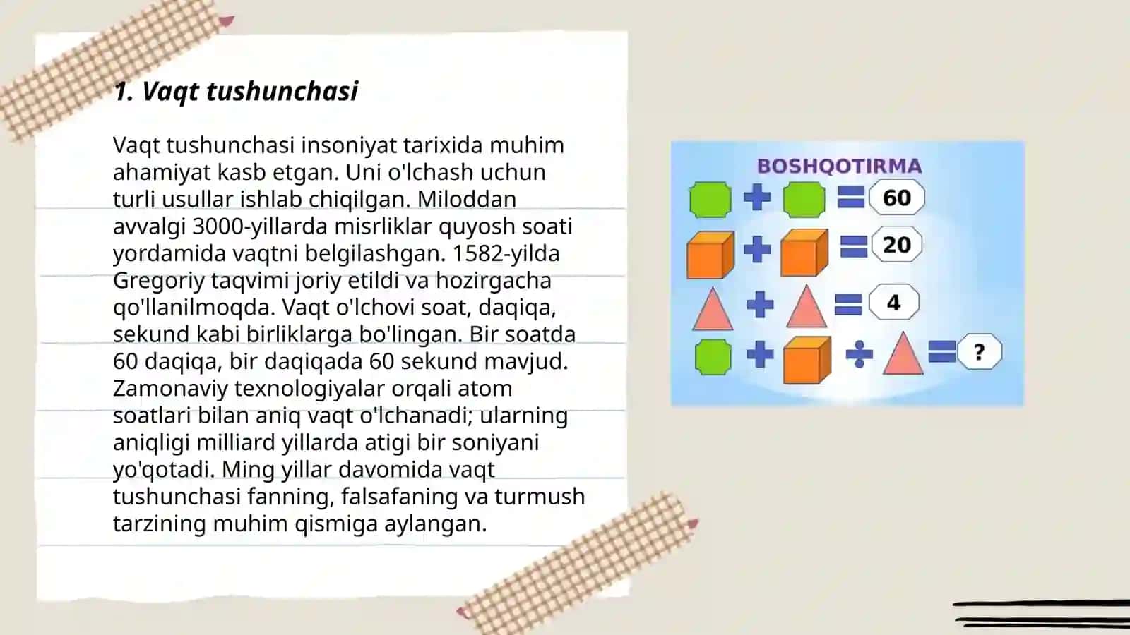 Vaqtni o'lchash va uning o'lchov birliklari 3