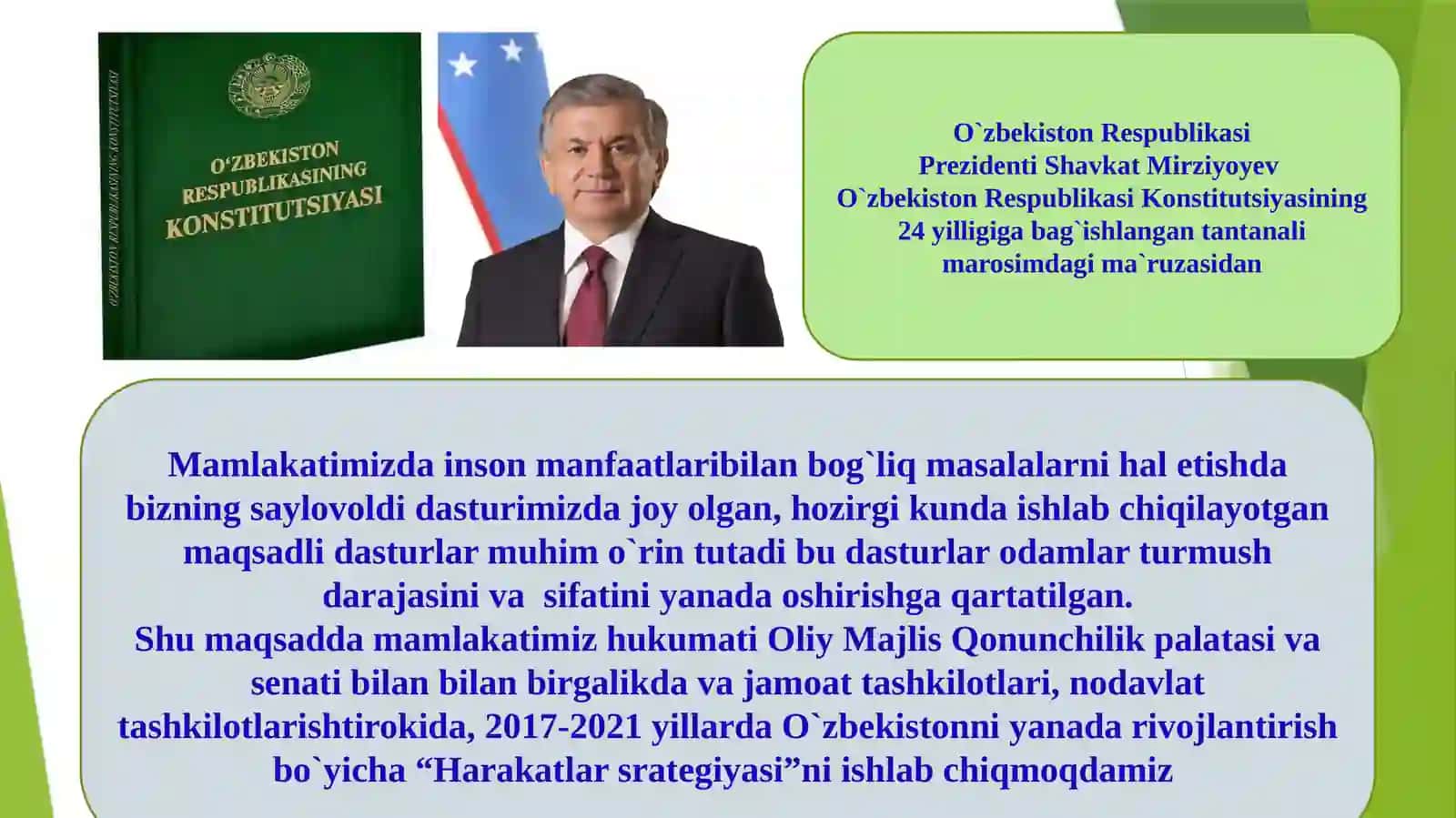 Yangi O`zbekiston strategiyasi (Sh.Mirziyoyev) kitobida ijtimoiy faoliyat strategiyasi haqida 3