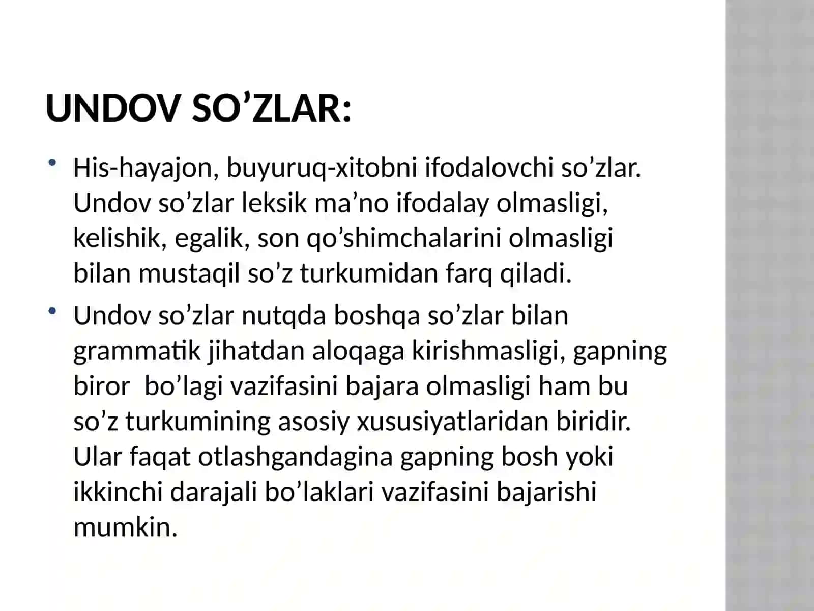 undov va taqlid so’zlar. qo’shma so’zlarning tuzilishi. Qo’shma so’zlar imlosi 3