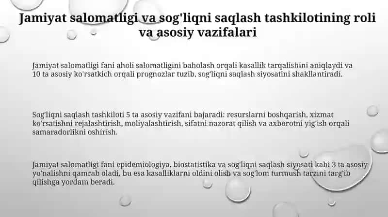 Jamoat salomatligi fanining roli va asosiy vazifalari 3