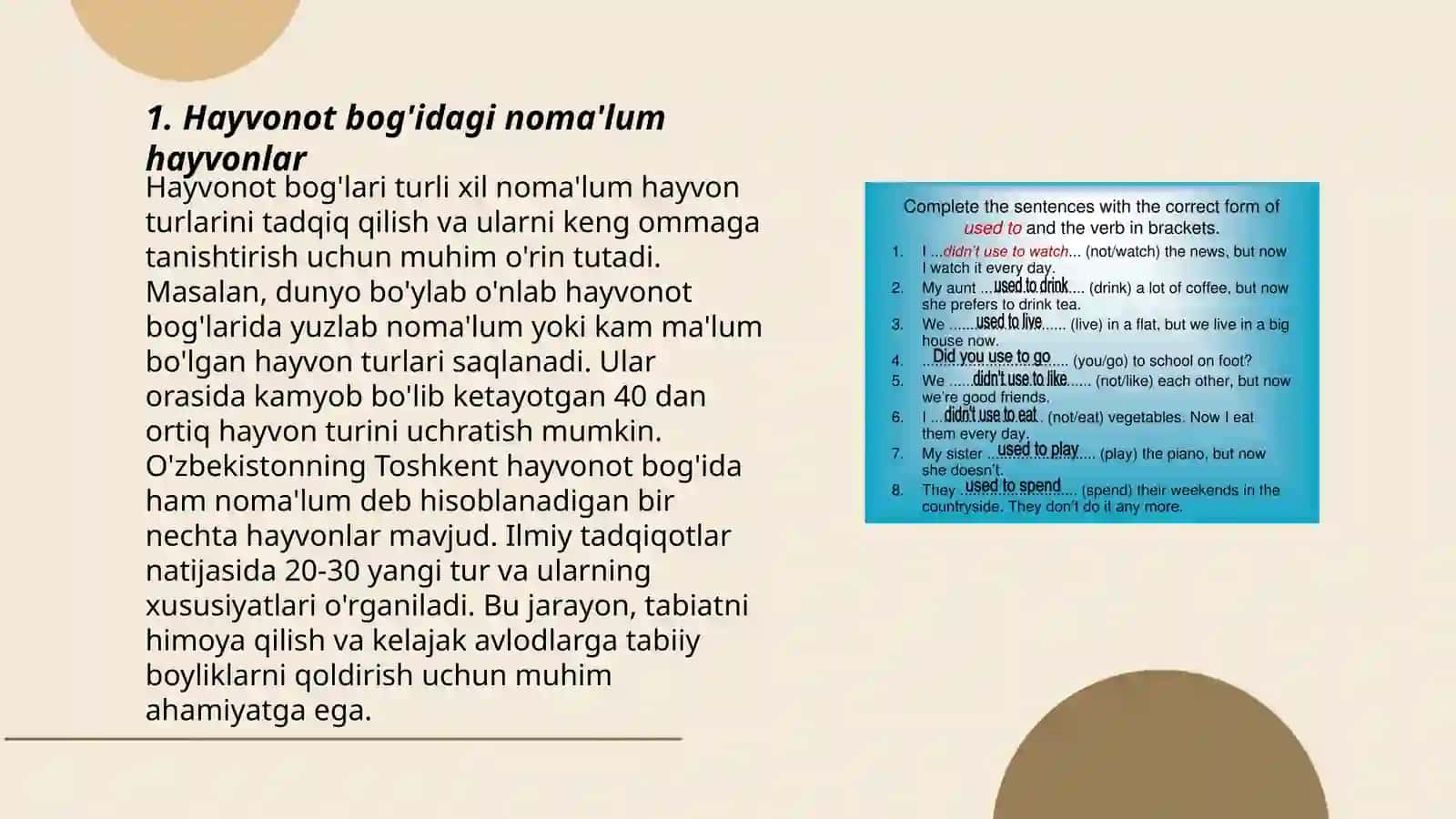 Hayvonot bog’idagi noyob hayvon turlari bilan tanishish. “Qizil kitob” bilan ishlash 3