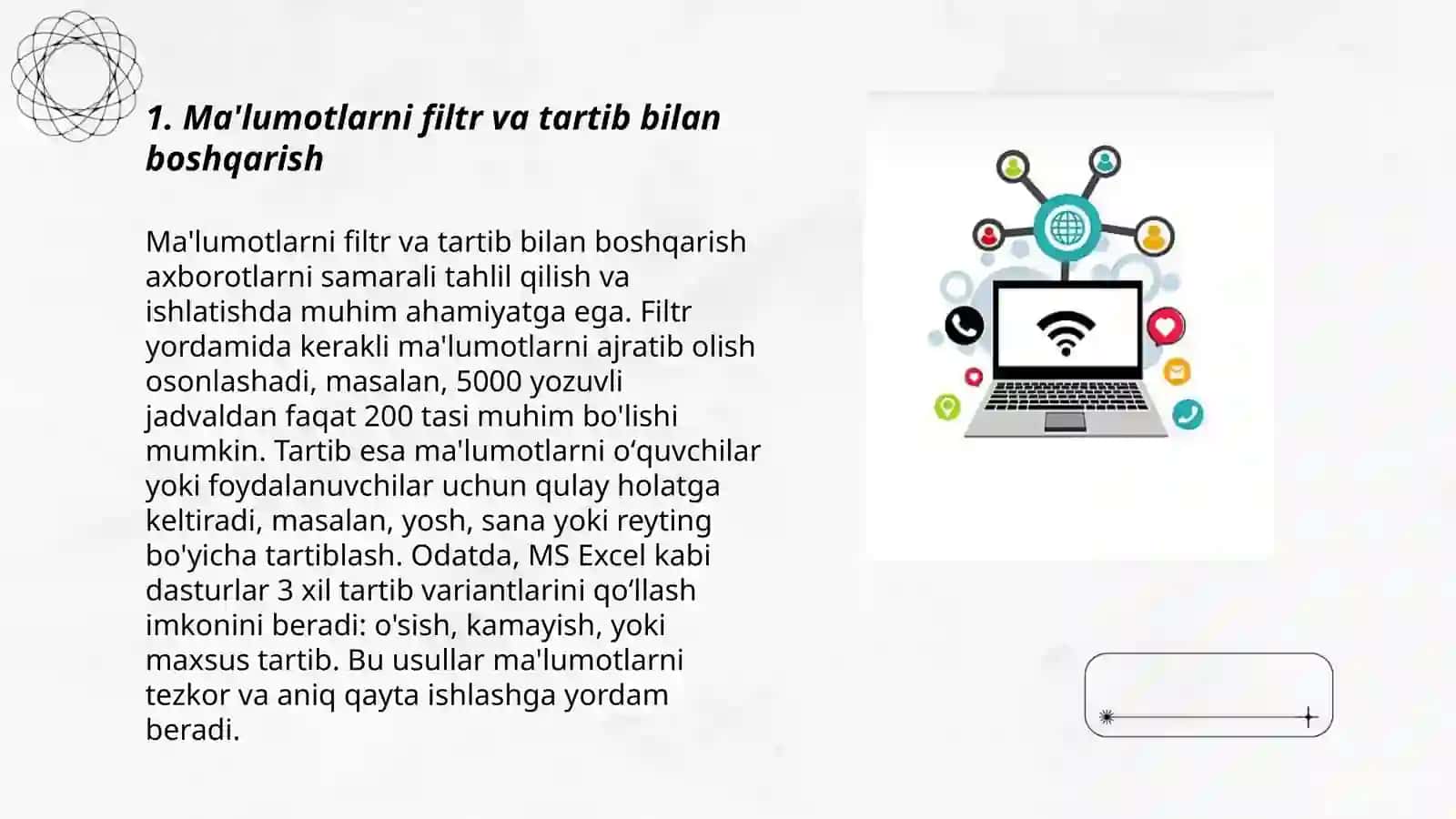 Ma'lumotlarni filtr va tartib bilan boshqarish 3
