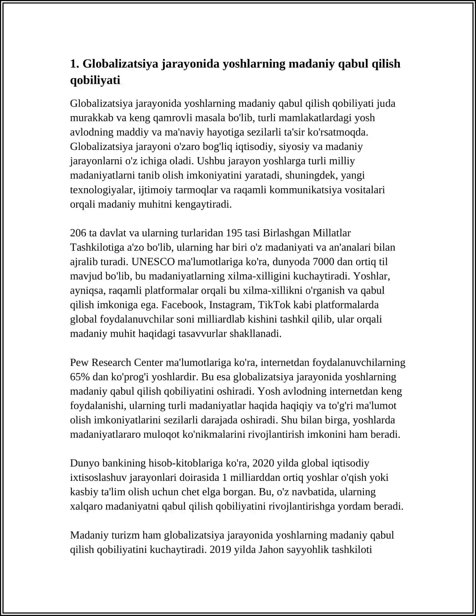 GLOBALLASHUV JARAYONIDA YOSHLAR ONGIGA TA'SIR ETUVCHI OMILLAR 3
