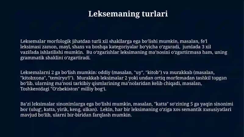 Leksema va soʻz munosabati 3