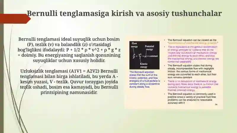 Bernulli tenglamasining gidravlik tizimlarda amaliy qo’lanilishi 3
