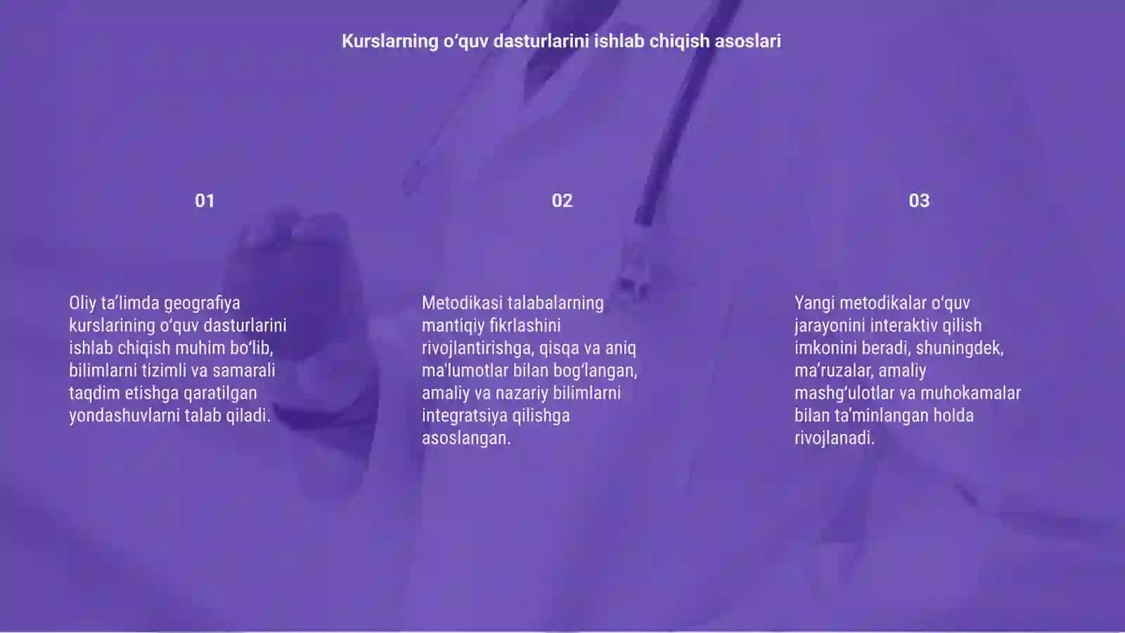 Oliy ta'limda geografiya kurslarining o'quv dasturlarini ishlab chiqish metodikasi 3