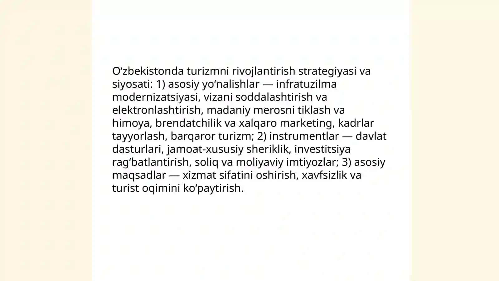 Oʻzbekistonda turizmni rivojlantirish va uning istiqbollari 3