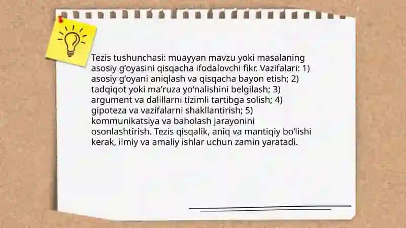 Tezislar. Tezis turlari 3