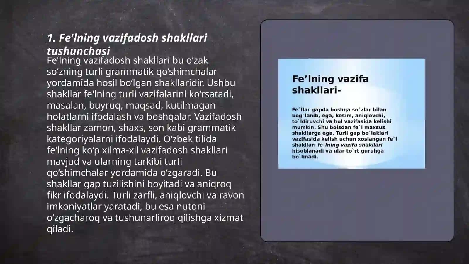 Fe'lning vazifadosh shakllari 3