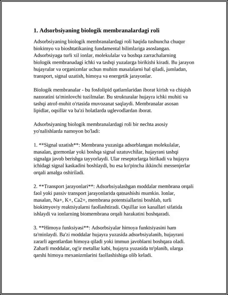 ADSORBSIYANING BIOLOGIYA VA TIBBIYOTDAGI AHAMIYATI 3