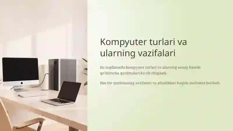 Kompyuter turlari va ularning vazifalari. Kompyuterning asosiy va qo'shimcha qurilmalari hamda ularning vazifalari 3