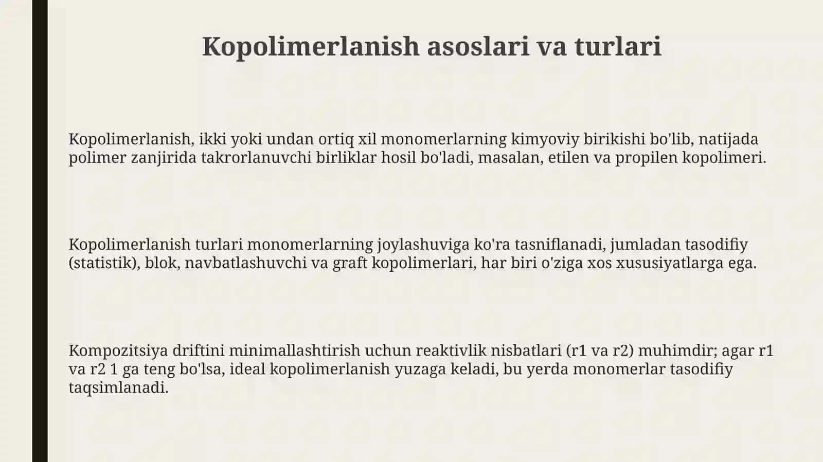 Sopolimerlanish jarayonlari 3