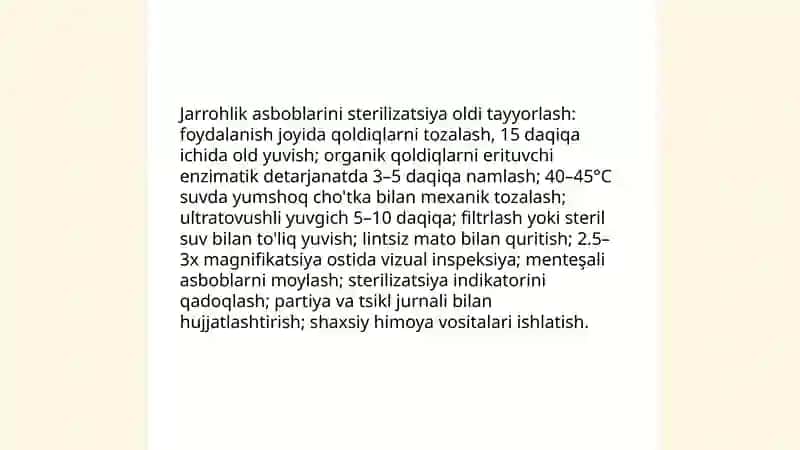 Sterilizatsiya oldi tayyorgarligi va sterilizatsiya sifatini aniqlash usullari 3