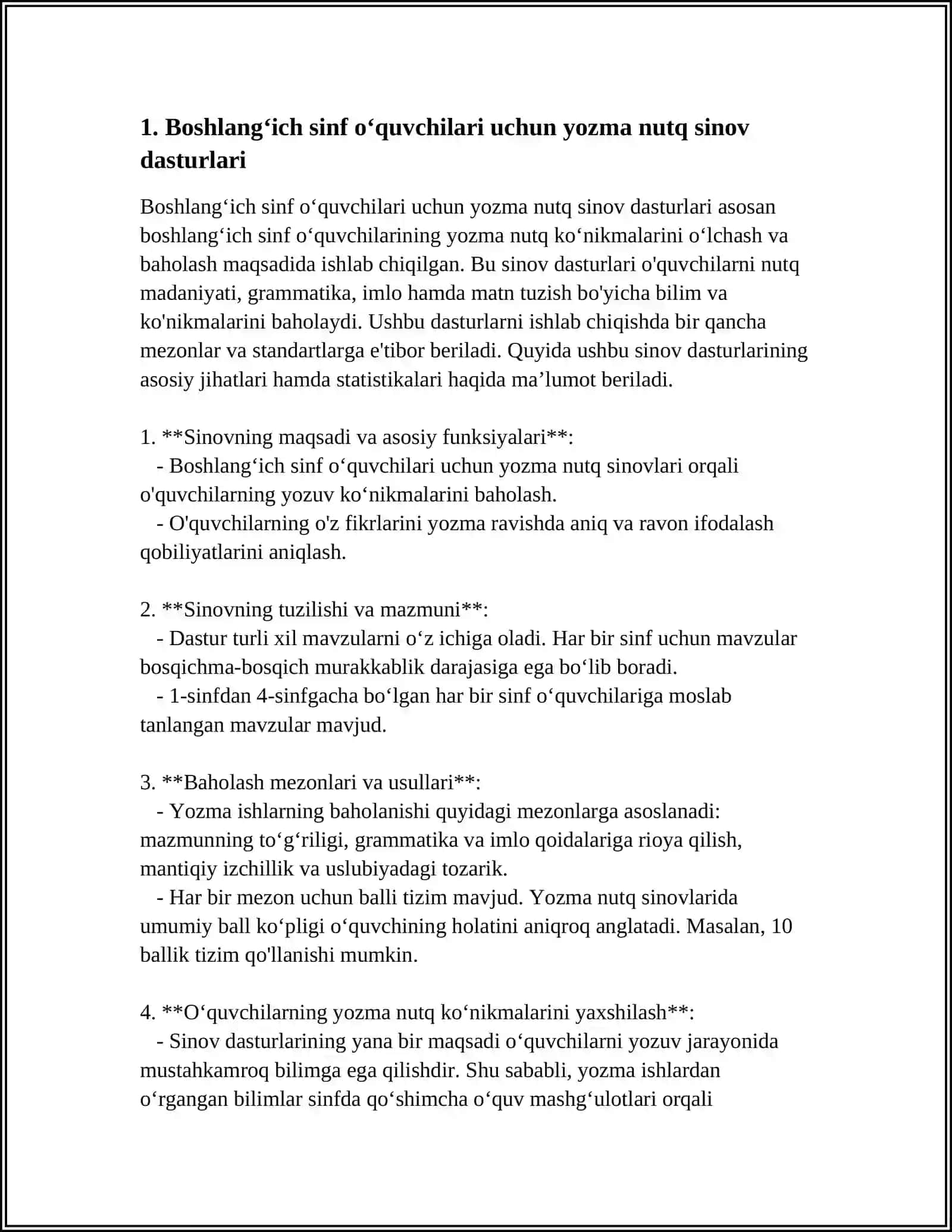 BOSHLANĞICH SINF ÕQUVCHILARINING YOZMA NUTQINI TEKSHIRISH METODIKALARI 3