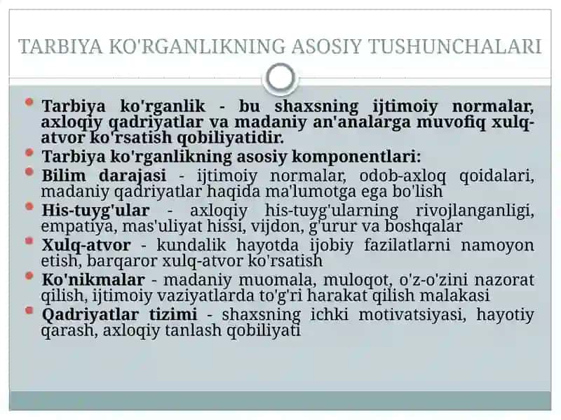 Tarbiya koʻrganlikni aniqlash 3