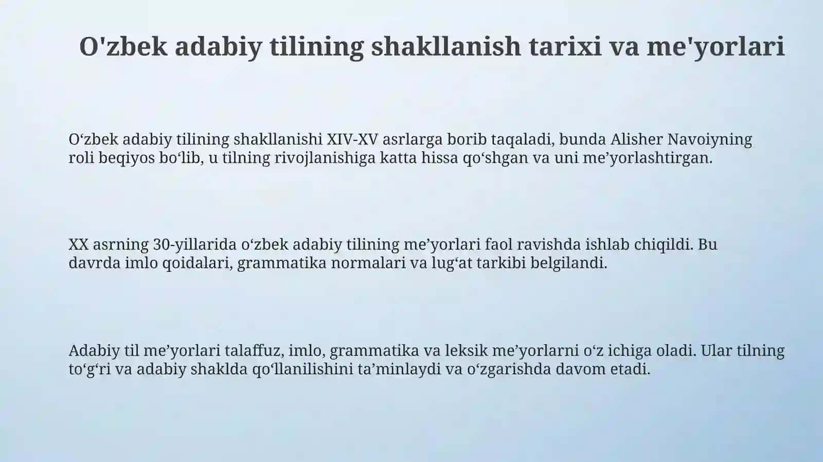 O'zbek tilining adabiy til me'yorlari 3