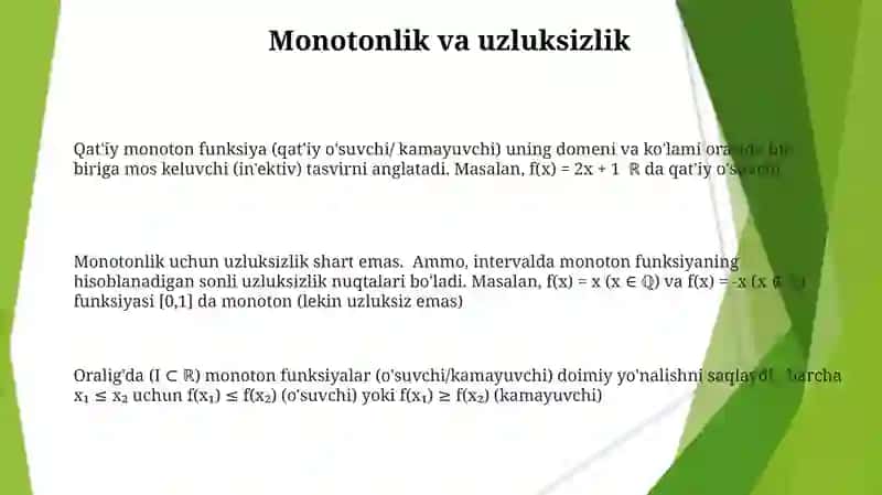 Monoton funiksiyalar va ularning xossalari 3