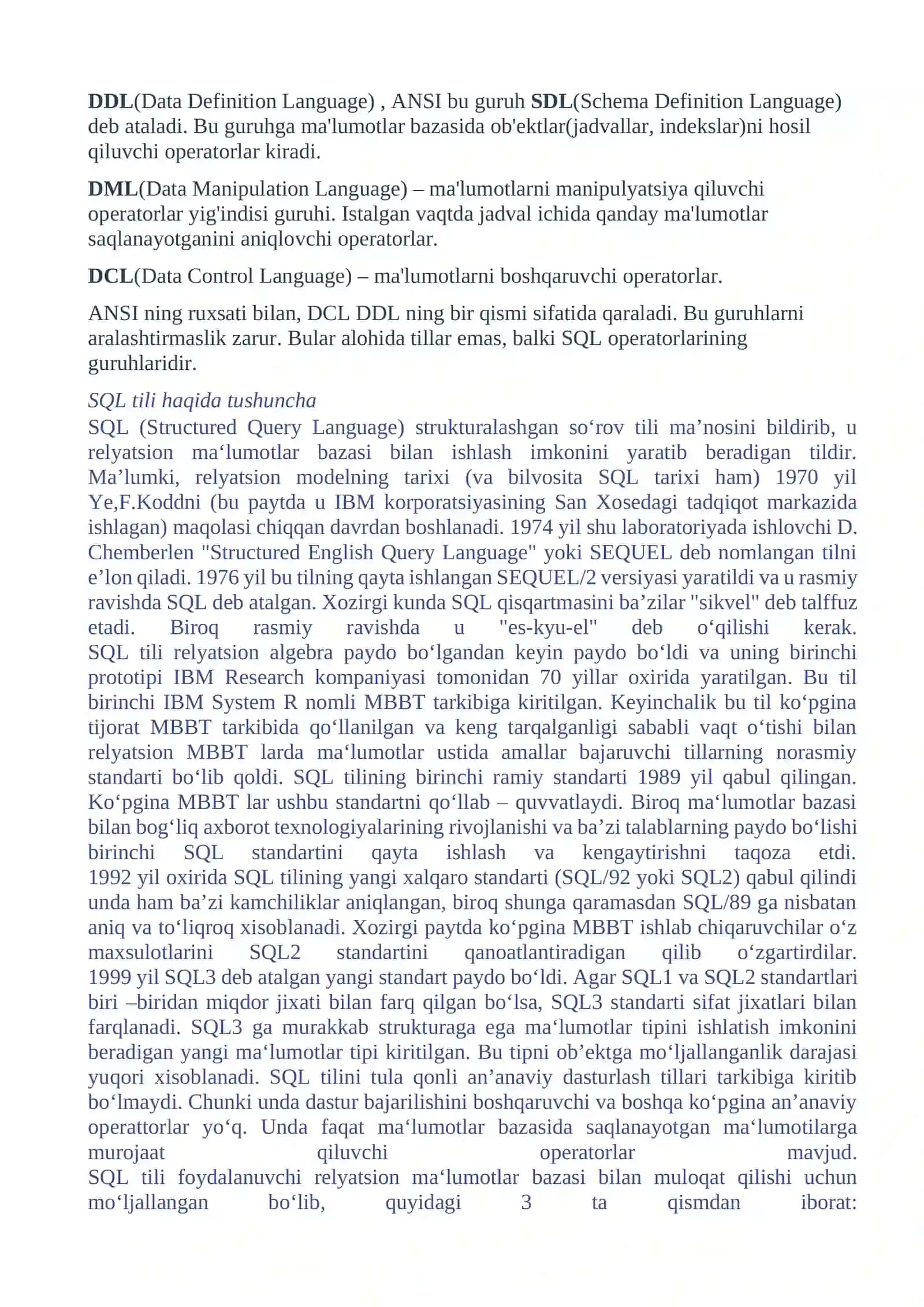 SQL tili yordamida so’rovnomalar tuzish 3