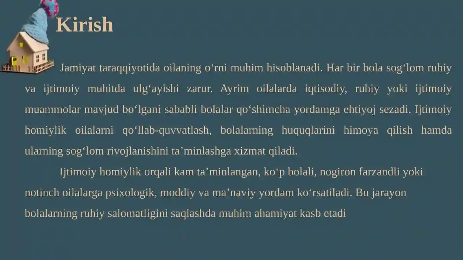 Xar xil turdagi oilalar va bolalar: Ijtimoiy homiylikni amalga oshirish 3