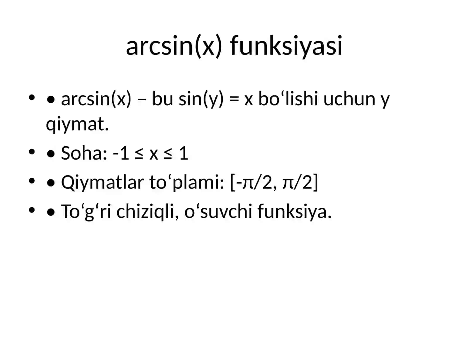 Teskari trigonometrik funksiyalar 3