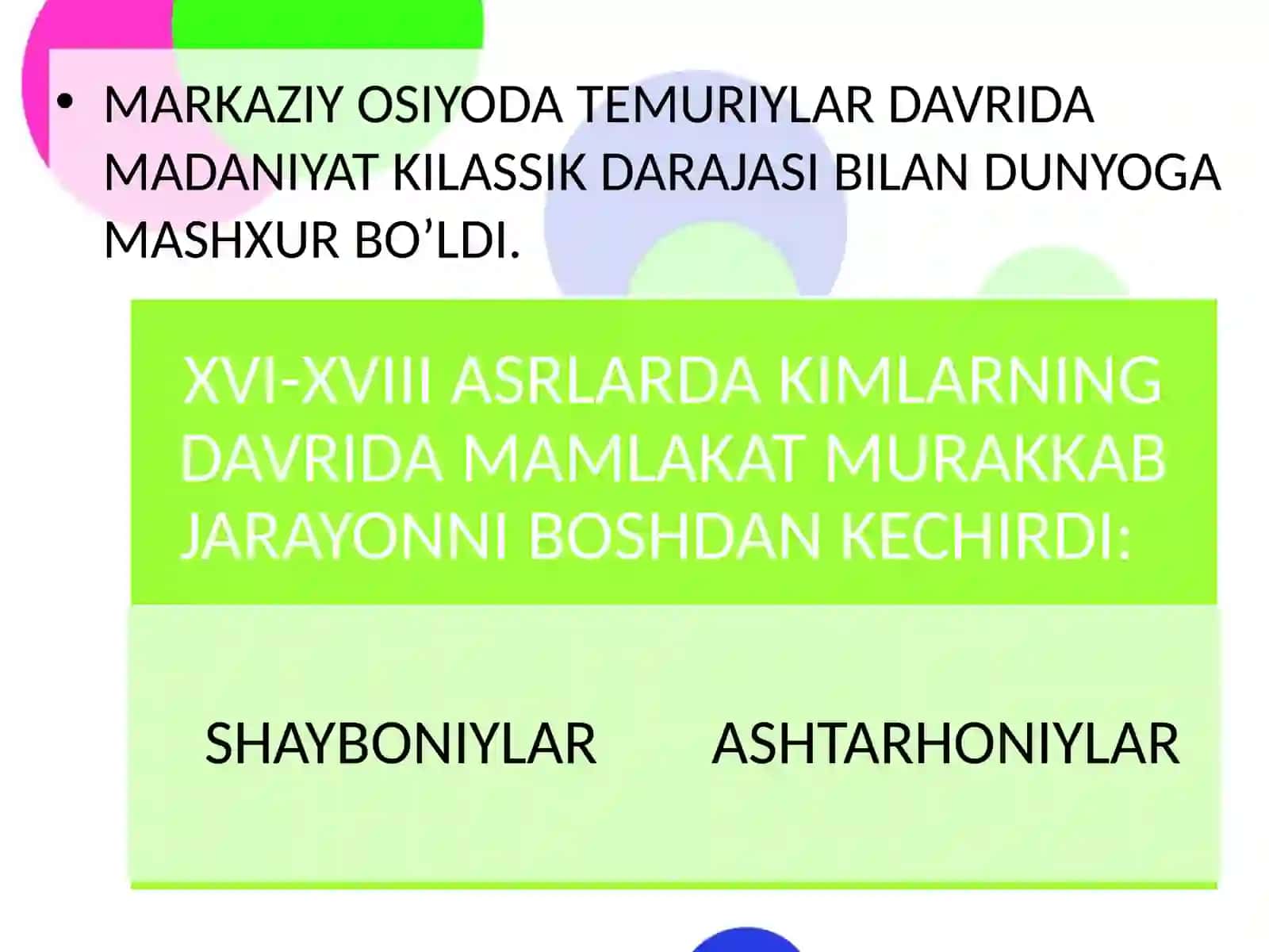 CHOR ROSSIYA ISTILOSI DAVRIDA O’ZBEK XALQI MADANIYATI 3