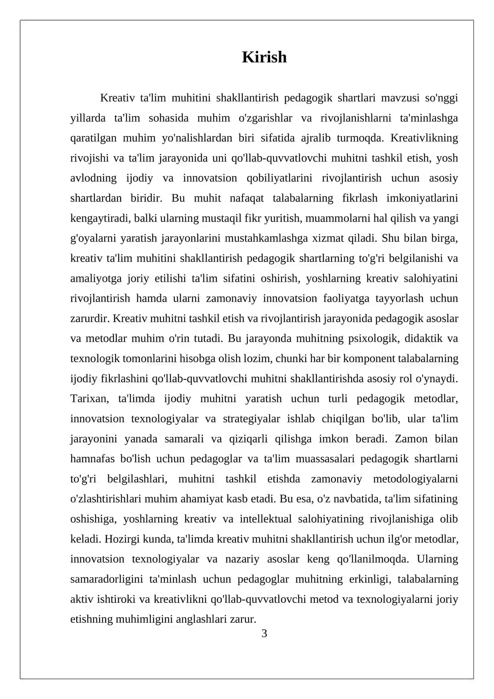 Kreativ Ta'lim Muhitini Shakllantirishning Pedagogik Shartlari 3
