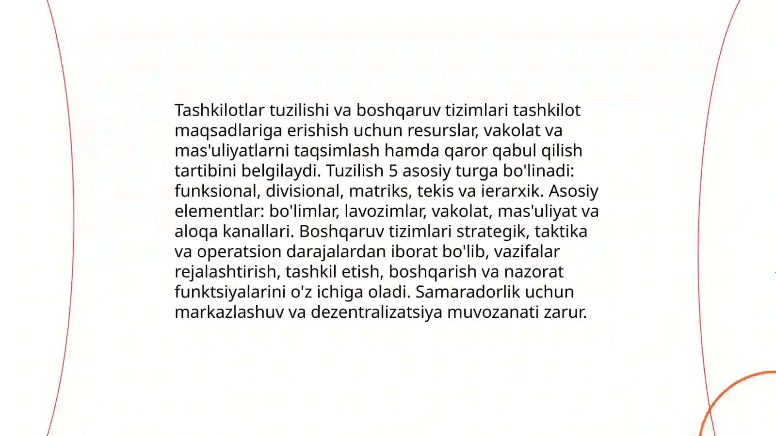 Tashkilotlar tuzilishi va boshqaruv tizimlari 3