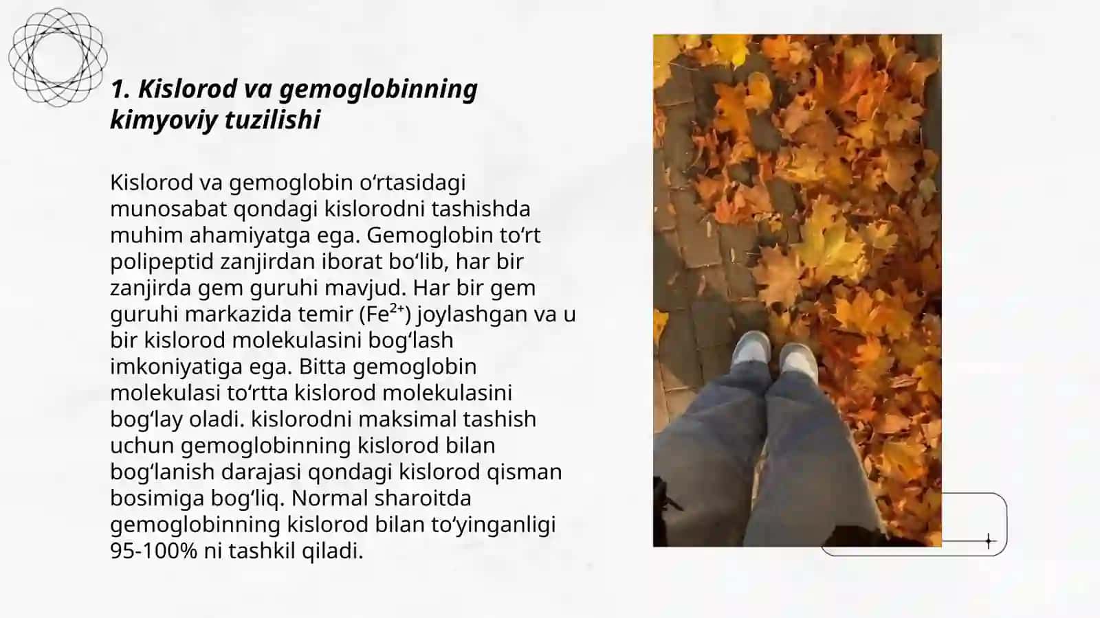 Kislorodning gemoglobin bilan bog'lanib olinishi va transporti 3