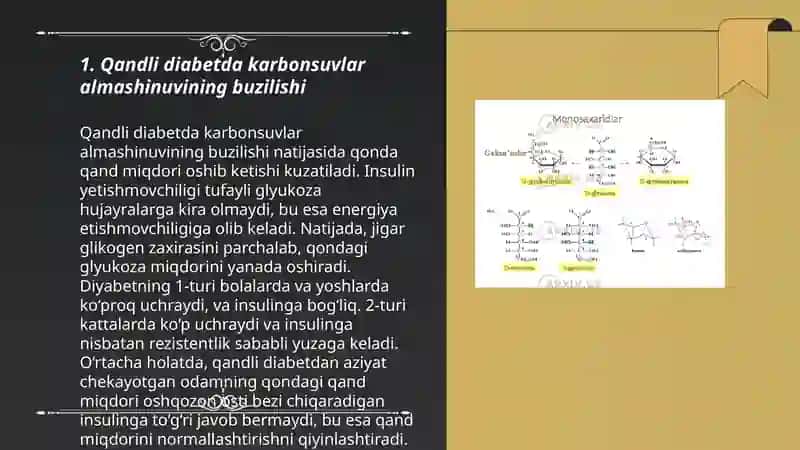 Qandli diabet va ochlikda karbonsuvlar, yogʻlar, oqsillar almashinuvining buzilishi. 3